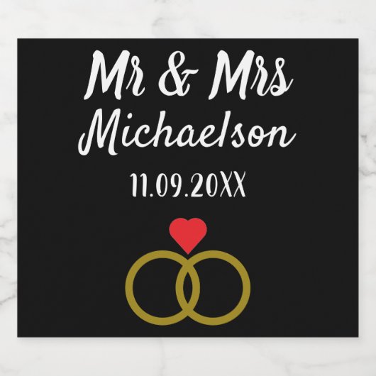 Persoonlijk huwelijk sparkling wijnetiket (Enkel label)