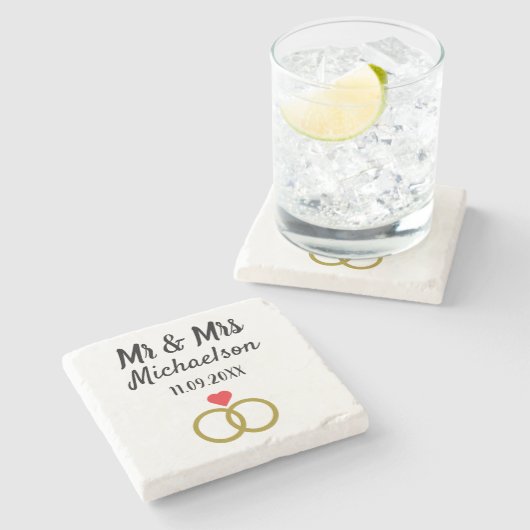 Persoonlijk huwelijk stenen onderzetter (Zijkant)