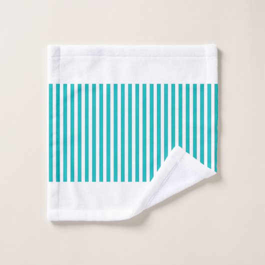 Persoonlijk huwelijkscadeau blauw gestreept wit bad handdoek (Wasdoekje)