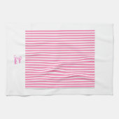 Persoonlijk huwelijkscadeau Roze gestreept Wit Theedoek (Horizontaal)