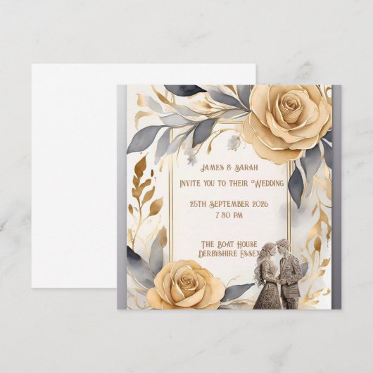 Persoonlijk huwelijksfeest voor het paar  save the date (Voorkant / Achterkant)