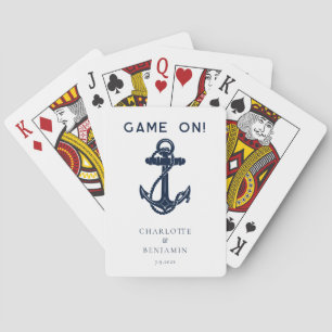 Persoonlijk huwelijksgeschenk met scheepsanker pokerkaarten