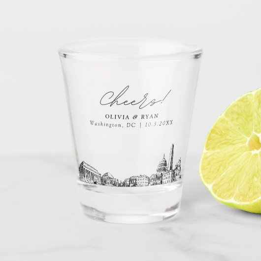 Persoonlijk huwelijksgeschenk Washington DC Proost Shot Glas (Voorkant)