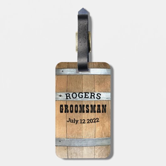 Persoonlijk huwelijksgetuige Bourbon Vat Bagagelabel (Achterkant verticaal)