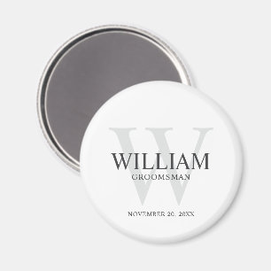 Persoonlijk huwelijksgetuige monogram & naam magneet