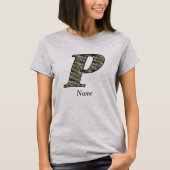Persoonlijk Hydrangeabloem Initial P Monogram T-shirt (Voorkant)
