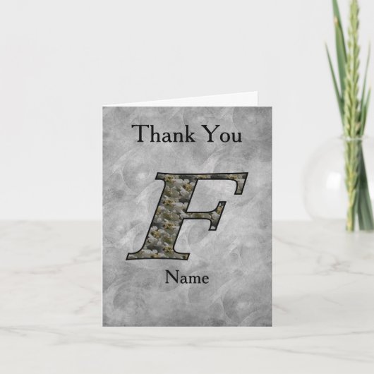 Persoonlijk Hydrangeabloem Initialen F Monogram Bedankkaart (Voorkant)