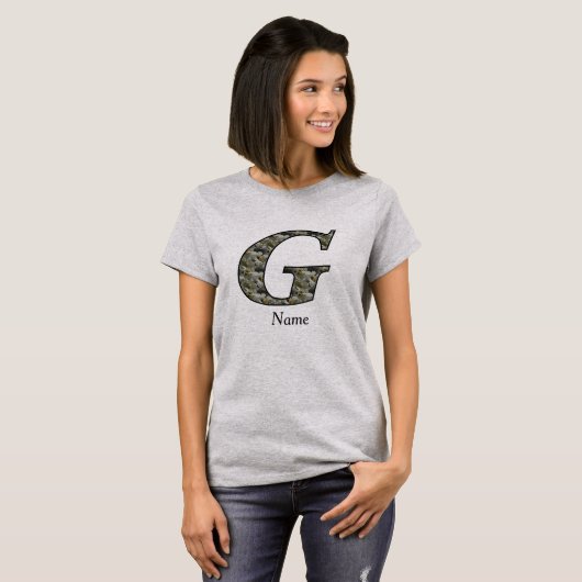 Persoonlijk Hydrangeabloem Initialen G T-shirt (Voorkant volledig)