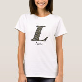 Persoonlijk Hydrangeabloem Initialen L Monogram T-shirt (Voorkant)