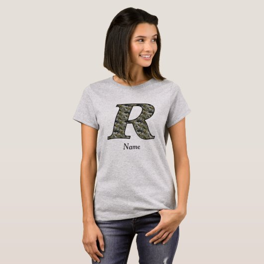 Persoonlijk Hydrangeabloem Initialen R T-shirt (Voorkant volledig)