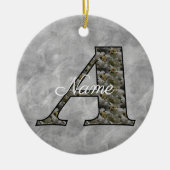 Persoonlijk Hydrangeabloem Monogram Initiaal A Keramisch Ornament (Voorkant)