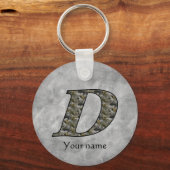 Persoonlijk Hydrangeabloem Monogram Initiaal D Sleutelhanger (Voorkant)