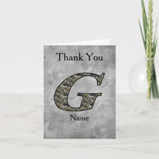 Persoonlijk Hydrangeabloem Monogram Initiaal G Bedankkaart (Voorkant)