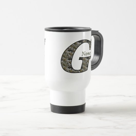 Persoonlijk Hydrangeabloem Monogram Initiaal G Reisbeker (Voorkant rechts)