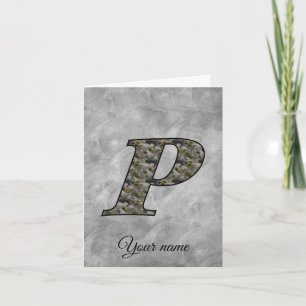 Persoonlijk Hydrangeabloem Monogram Initiaal P Notitiekaartje