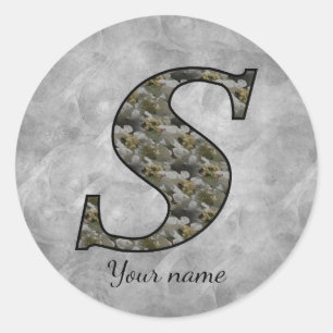 Persoonlijk Hydrangeabloem Monogram Initiaal S Ronde Sticker