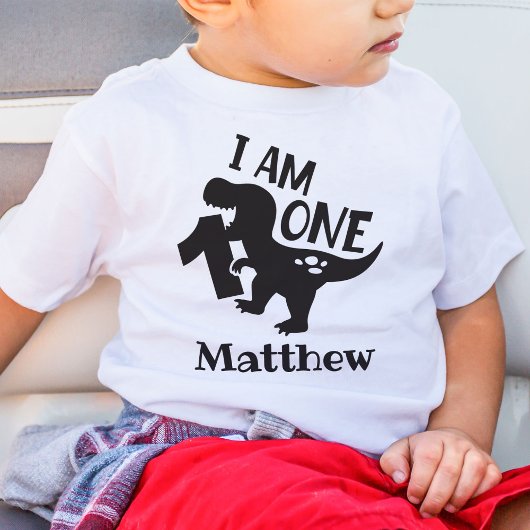 Persoonlijk I Am One Verjaardag Dinosaurus T-Shirt