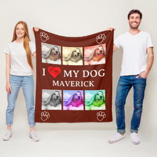 Persoonlijk I LOVE MY DOG Pop Art Huisdierliefhebb Fleece Deken