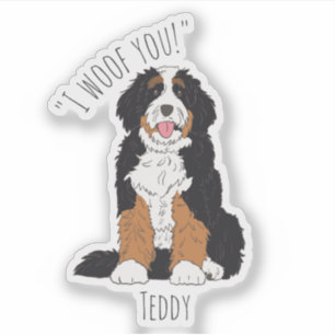 Persoonlijk I Woof You Bernedoodle Hond Moeder Cad Sticker