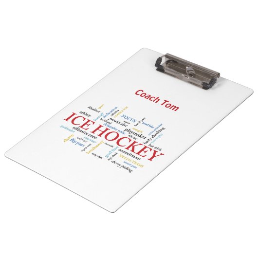 Persoonlijk, Ice Hockey Coach Dank u in woorden Klembord (Gekanteld)