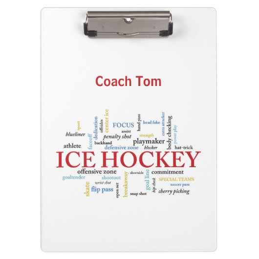 Persoonlijk, Ice Hockey Coach Dank u in woorden Klembord (Voorkant)