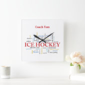 Persoonlijk, Ice Hockey Coach Dank u in woorden Vierkante Klok (Huis)