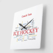 Persoonlijk, Ice Hockey Coach Dank u in woorden Vierkante Klok (Hoek)
