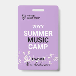Persoonlijk ID-badge voor muziekleraar zomerkamp Badge