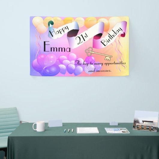 Persoonlijk idee voor een gelukkige 21ste verjaard spandoek (Beurs)