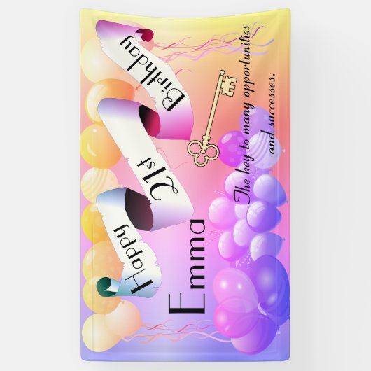 Persoonlijk idee voor een gelukkige 21ste verjaard spandoek (Verticaal)