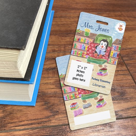 Persoonlijk identiteitsbadge voor schoolbibliothec badge