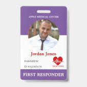Persoonlijk identiteitsbewijs voor eerstehulpverle badge (Voorzijde)