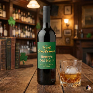 Persoonlijk Iers Herenwhiskeyfleslabel  Wijn Etiket