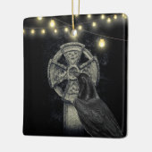 Persoonlijk Iers Keltisch Kruis en Crow Morrigan Keramisch Ornament (Links)