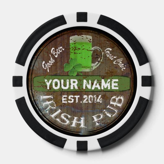 Persoonlijk Iers Pub-teken Poker Chips (Voorkant)