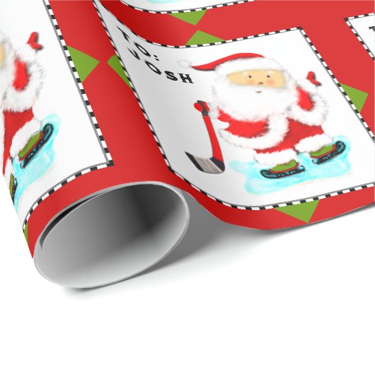 Persoonlijk ijshockey kerstcadeau cadeaupapier (Rol Hoek)