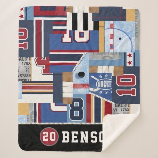 Persoonlijk IJshockey Shirt Puck Sherpa Deken (Voorkant)
