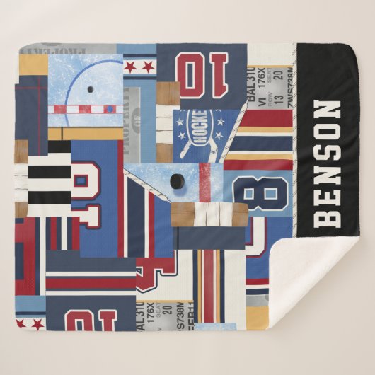 Persoonlijk IJshockey Shirt Puck Sherpa Deken (Voorkant (horizontaal))