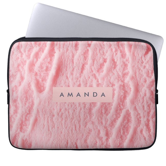 Persoonlijk Ijsontwerp met Aardbeiensmaak Laptop Sleeve (Voorkant)
