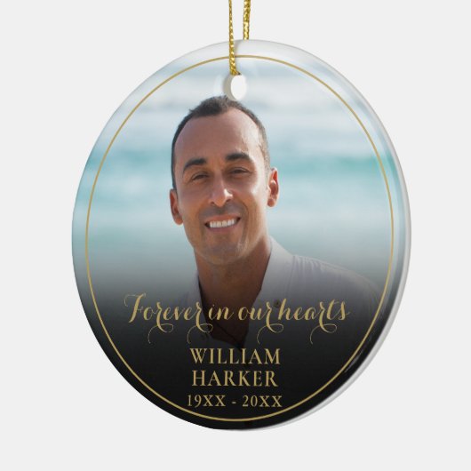 Persoonlijk in ons hart Memorial Foto Keramisch Ornament (Links)