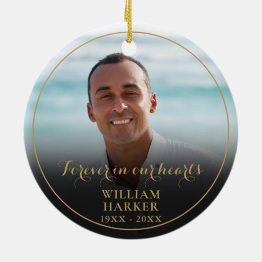 Persoonlijk in ons hart Memorial Foto Keramisch Ornament (Achterkant)