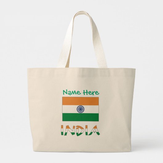 Persoonlijk India-vlag cadeau Grote Tote Bag (Achterkant)