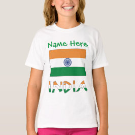 Persoonlijk India vlag cadeau meisje T-shirt