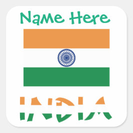 Persoonlijk India Vlag Vierkant Label 