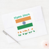 Persoonlijk India Vlag Vierkant Label  (Envelop)
