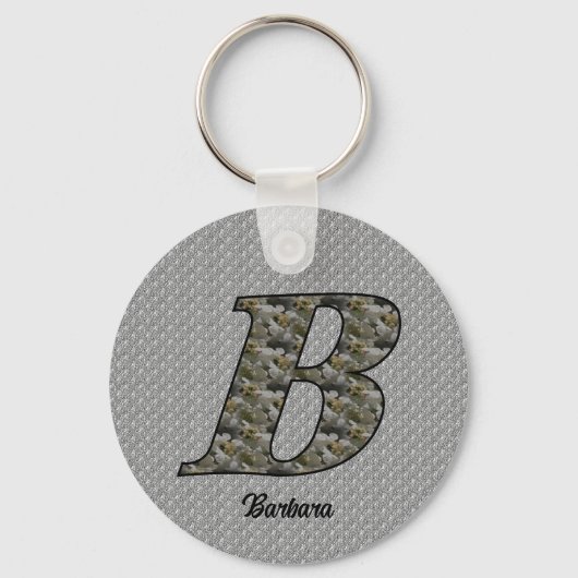 Persoonlijk initiaal B Hydrangeabloemen Monogram Sleutelhanger (Achterkant)
