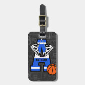 Persoonlijk Initiaal Basketball Bagagelabel (Voorkant verticaal)