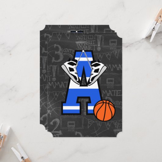 Persoonlijk Initiaal Basketball Kaart (Voorkant / Achterkant in situ)