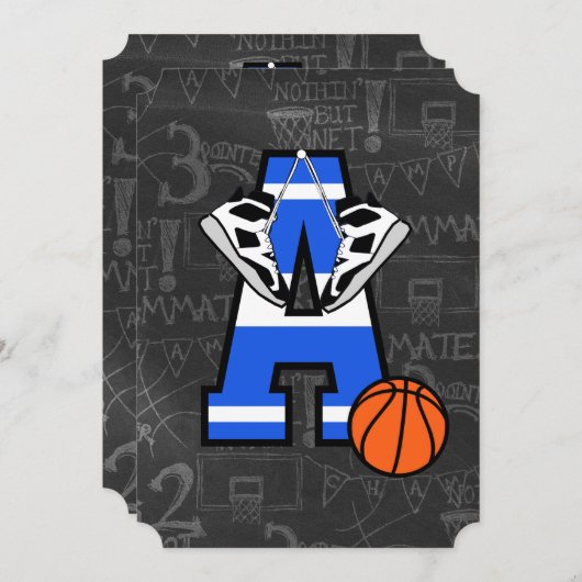 Persoonlijk Initiaal Basketball Kaart (Voorkant / Achterkant)