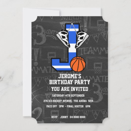 Persoonlijk Initiaal Basketball Letter J Kaart (Achterkant)